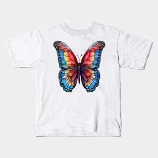 Stained Glass Colorful Butterfly #10 Kids T-Shirt